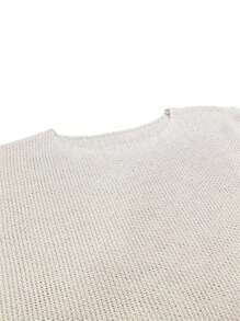 Plus Size Solid Color Asymmetric Collar Long Sleeve Pullover Sweater, Casual Loose Fit Front Short Back Long, Autumn/Winter