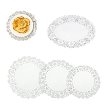 100PCS White Disposable Lace Paper Doilies For Tables, Assorted Size  Modern Decorative Paper Placemats Bulk Add Elegance To Crafts, Coffee, Cake, Dessert-Round Oval - White - View 1