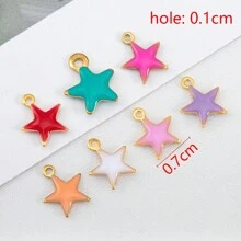 20 cái/gói Thép không gỉ thả dầu ngôi sao nhỏ quyến rũ, đường kính 0,7cm Màu sắc ngẫu nhiên Mặt dây chuyền ngôi sao năm cánh, trang sức DIY Phụ kiện cho vòng tay Vòng cổ Bông tai Kẹp tóc Móc khóa - LBX0543 - Xem 8