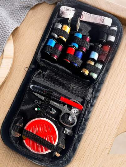 مجموعة أدوات الخياطة المحمولة، مقص الخيط إبرة شريط قياس كشتبان، طقم إصلاح الخياطة للمبتدئين مجموعة واحدة