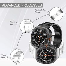 Pasek ze stali nierdzewnej kompatybilny z Galaxy Watch 7 Ultra 47 mm Metalowa bransoletka zamienna kompatybilna z paskiem Galaxy Watch Ultra z narzędziem