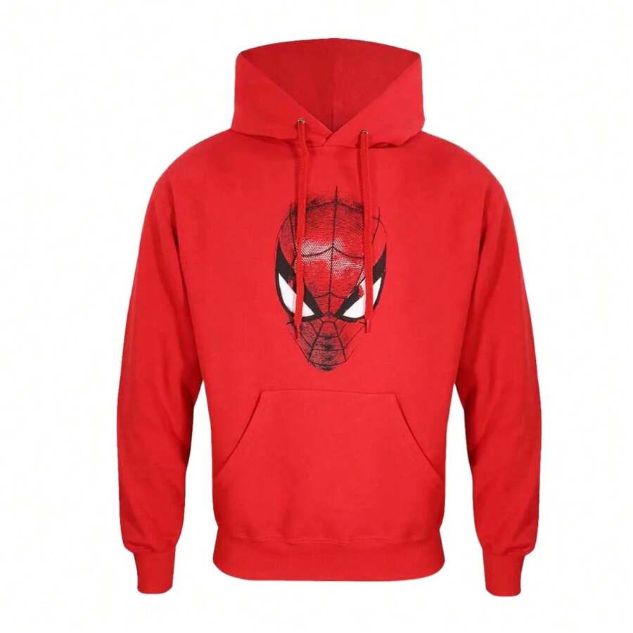 Marvel Spider-Man Unisex Adult Crest Pullover Hoodie (Red)