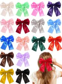 4 piezas Lazos de pelo de unicolor, Clip de pelo con lazo dulce y estilo lindo, Pinzas para el cabello con cola de caballo, Accesorios para el cabello para mujeres para fiestas y uso diario - Multicolor - Ver 1