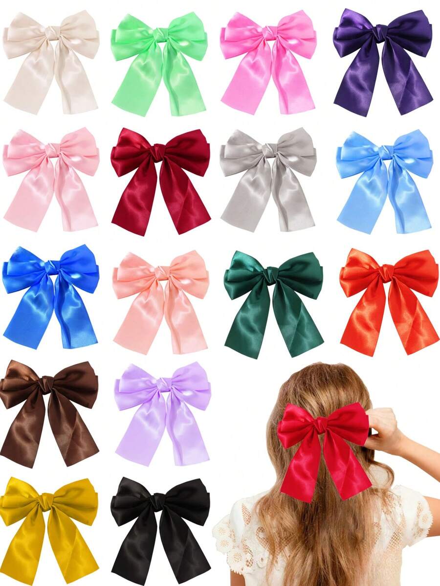 4 piezas Lazos de pelo de unicolor, Clip de pelo con lazo dulce y estilo lindo, Pinzas para el cabello con cola de caballo, Accesorios para el cabello para mujeres para fiestas y uso diario - Multicolor - Ver 1
