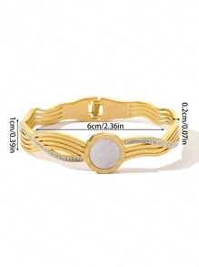 1 chiếc vòng tay tròn bằng thép titan mạ vàng 18K phong cách Châu Âu & Mỹ thời trang với số La Mã đính kim cương, thích hợp cho đám cưới, ngày lễ tình nhân, hẹn hò, họp hành, tiệc tùng & đeo hàng ngày cho phụ nữ - Vòng tay số la mã - Xem 5