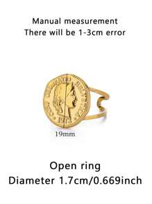 1 件复古古希腊阿瑞图萨女神硬币戒指 18K 镀金不锈钢双层戒指可调节开口戒指女神崇拜名人奖章纪念品时尚珠宝配饰