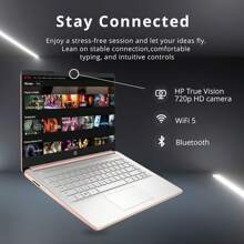 HP Stream 14" HD BrightView Laptop, Intel Celeron N4120 Processor,  Up To 16GB RAM, 64GB Storage, Intel HD Graphics, 720p Webcam, 1 Year Office 365, Win 11 S, 32GB Hotface USB Card - 金色 - 查看 4