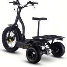 Brushless Electric Trike, 3 Wheels Electric Powered Trike 3-Wheel Mobility Scooter With Seat, Basket And Headlight,Electric Trike 48v 1200w - 黑色 - 查看 3