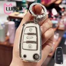 Car Key Case Cover For Audi A1 A3 A4 A6 Q1 Q3 Q5 Q7 S3 S4 S6 R8 TT Key Shell Cover Key Fob Cover With Keyring Car Keychain Lanyard - Multicolor - View 5