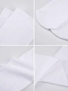 4 Pairs Thin Knitted Solid Color Stretchy Nylon Thigh High Socks, Halloween Costume Party Tight Pants Accessories, Cozy - White - View 5