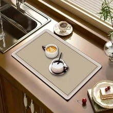 1pc Coffee Mat - Hide Stain Absorbent Rubber Backing Quick Dry Mat For Kitchen Counter Coffee Bar Accessories ,Versatile Geometric Drying Mat: Absorbent, Protective, Stylish – Perfect For Any Surface & Holiday