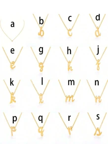 1pc 26pcs Lower Case Letter Necklace, Stainless Steel Gold Color Alphabet Pendant Necklace, Birthday Gift For Women