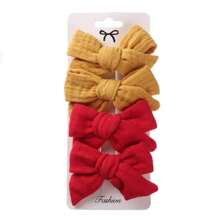 4 pièces Barrettes à cheveux pour enfants avec nœud imprimé en tissu, un ensemble d'accessoires de cheveux de style frais comprenant des pinces à clip en ruban tressé, sûres pour bébé, pour le port quotidien et les séances photos, un cadeau d'amour pour la Saint-Valentin