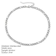 Diamday 1PC Link Chains Necklace Stainless Steel Chain For Women Collar Gift Jewelry Chain Choker 4MM/6MM/8MM - A - Xem 14