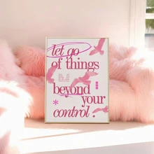 1 件无框粉色房间装饰放手海报，美学房间装饰，防水帆布墙艺术，Y2K 艺术品墙画，可作为礼物，学院风房间装饰，客厅，卧室，餐厅，咖啡厅，酒吧，家庭和宿舍装饰