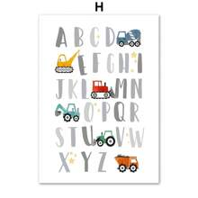1pc Modern Nordic Style Canvas Print Painting Poster Cartoon Car Letter Number Children Wall Picture Art Studio Kids Room Home Decor Frameless, Wall Art