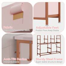 Dresser For Bedroom With 10 Drawers Wide Fabric Dresser With Wood Tabletop Dressers & Chest Of Drawers With Extra Storage Bedroom Dresser For Living Room Kids Room Hallway Pink/Grey/Brown - Pink - View 4