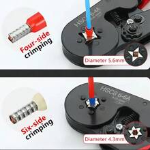 1 套压接工具,含 1200/1900 个绝缘管端子、HSC8 6-4A 0.08-10mm² 23-7AWG 1200 个端子、6-6A 0.25-6mm² 23-10AWG、多功能高精度钳子套件电工工具 - 端子壓線鉗 - 查看 5