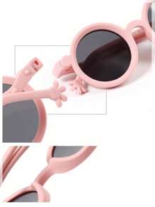 1pc 1-3 Years Old Baby Retro Round Frame Fashion Glasses, Fashionable Toddler Boys/Girls Impact-Resistant TPEE Comfortable Frame TAC Lenses - Polarized Round Frame Sunglasses - View 8
