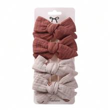 4 pièces Barrettes à cheveux pour enfants avec nœud imprimé en tissu, un ensemble d'accessoires de cheveux de style frais comprenant des pinces à clip en ruban tressé, sûres pour bébé, pour le port quotidien et les séances photos, un cadeau d'amour pour la Saint-Valentin