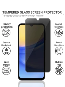 2pcs Anti-Explosion Anti-Scratch Privacy Tempered Glass Screen Protector Film Compatible With Motorola/Redmi/Honor/OPPO/VIVO/Realme/Nokia/Infinix/OnePlus/ZTE/, Anti-Peeping, Shell-Friendly, Hydrophobic And Oleophobic, Durable Waterproof Shockproof Anti-Fall Anti-Fall Anti-Fingerprint Full Cover - Black - View 6