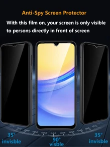 2pcs Anti-Explosion Anti-Scratch Privacy Tempered Glass Screen Protector Film Compatible With Motorola/Redmi/Honor/OPPO/VIVO/Realme/Nokia/Infinix/OnePlus/ZTE/, Anti-Peeping, Shell-Friendly, Hydrophobic And Oleophobic, Durable Waterproof Shockproof Anti-Fall Anti-Fall Anti-Fingerprint Full Cover - Black - View 4