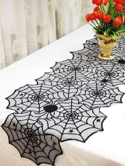 1 pieza Camino de mesa desechable con telaraña de Halloween