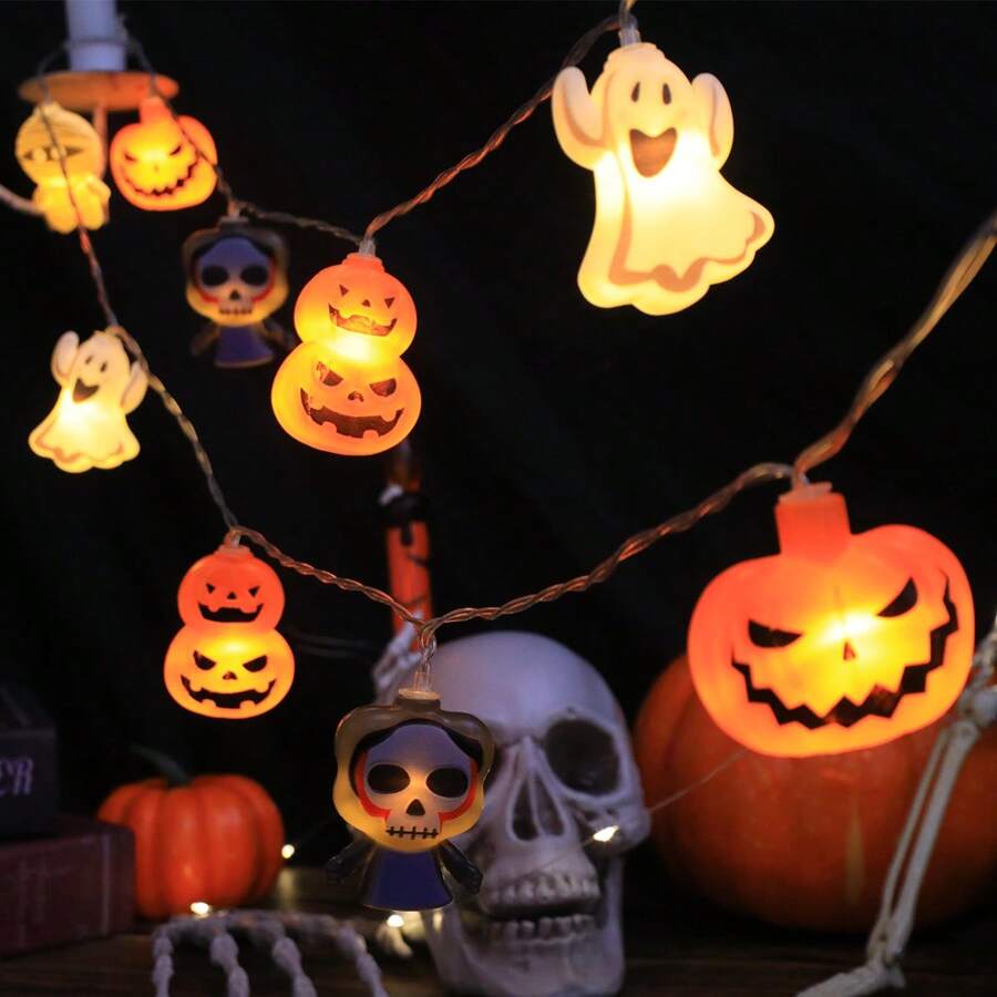 1 dây đèn LED Halloween 1,5M 10 bóng, hỗn hợp xác ướp ma bí ngô, dùng cho ngoài trời, trong nhà, sân vườn, hiên nhà, hàng rào, ngày lễ, tiệc tùng, ban công, mùa thu, mùa thu, lễ tạ ơn, thu hoạch, trang trí Halloween - dùng hộp pin (không dùng pin) trang trí phòng Halloween trang trí vườn Halloween làm quà tặng trang trí lễ hội tiên trang trí ngày lễ