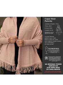 Poncho Kimono Knitting Enxarpe Jacket - 紅色 - 查看 3