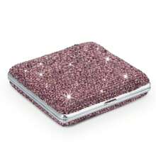 1pc Eing Metal Cigarette Case Bling Crystal Cigarette Box Double Sided Spring Clip Open Pocket Holder For 20 Cigarettes - Multicolor - View 5