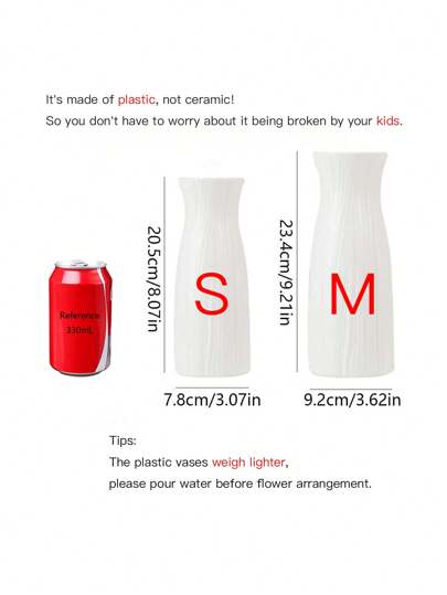 1pc Moderne Minimalist Wit Imitation Ceramic Plastic Vase Smooth Surface Cylindrical Home Vessel Anti Slip Base, Lightweight Durable Wedding Centerpiece, Office Desk, Kitchen, Bathroom, Bedroom, Easter Holiday ations Room Flower Glass view 3
