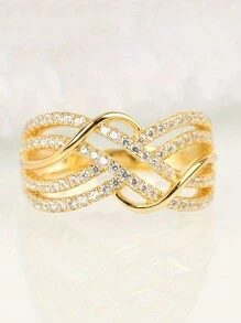 1pc Fashionable Gold Wave Pattern Ring For Women, Daily Wear Jewelry