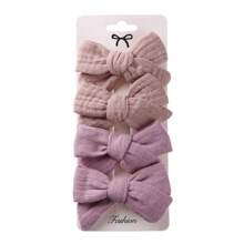 4 pièces Barrettes à cheveux pour enfants avec nœud imprimé en tissu, un ensemble d'accessoires de cheveux de style frais comprenant des pinces à clip en ruban tressé, sûres pour bébé, pour le port quotidien et les séances photos, un cadeau d'amour pour la Saint-Valentin