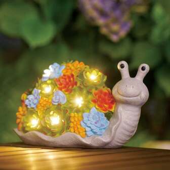 Snail With Succulent Garden Statue Gift: Porch Patio Balcony Front Lawn Decorations –Solar Outdoor Sculptures For Outside Yard Art – Unique House Warming Gift For Women/Men