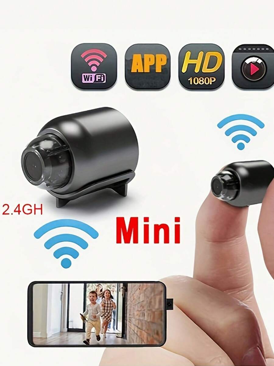 1pc Mini Camera, Smart Home Security Camera, Small CCTV Surveillance Camera With Night Vision, Motion Detection, Alarm And Remote Control - Black - View 1