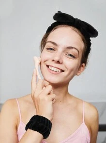 Bộ 16 dây buộc tóc mềm, vòng đeo tay, kẹp tóc để rửa mặt và tạo kiểu tóc, băng đô chăm sóc da, làm đẹp, sản phẩm chăm sóc da, spa, chăm sóc bản thân, dụng cụ chăm sóc da, chăm sóc mặt, đồ dùng thẩm mỹ, da, rửa mặt, chăm sóc da mặt - màu đen - Xem 8