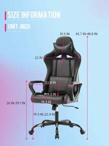 Office Chair Gaming Chair Desk Chair Ergonomic Racing Executive With Lumbar Support Adjustable Stool Swivel Rolling Computer Chair For Adults - 黑色 - 查看 4
