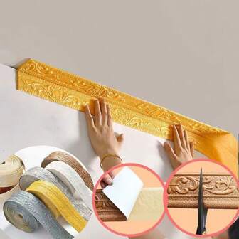 1pc 2.3m Waterproof Self-Adhesive 3D Stereo Skirting Wall Decals TV Background Wall Border Edge Trim Foam Wallpaper Sticker