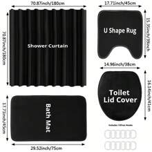 1/3/4 件秋收感恩节浴帘 - 枫叶和黑猫图案浴帘 - 防水且可机洗 - 秋季装饰的完美之选 - 彩色 - 查看 3