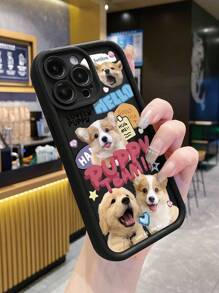 1 个可爱字母与四只狗设计防指纹哑光黑色手机壳适用于 Apple/Samsung/Xiaomi/TECNO/Infinix/Vivo/Oppo - 黑色 - 查看 2