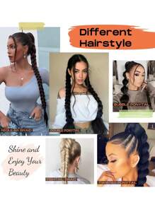 2 Pcs Long Black-Brown Braided Ponytail Extension With Hair Tie Straight Wrap Around Hair Extensions Ponytail Natural Soft Synthetic Hair Piece For Women Daily Wear 26inch 30inch 34 Inch