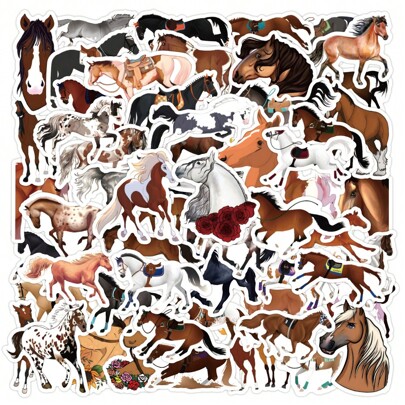 60 Pieces Horse Stickers, Horse Riding Stickers Pack For Water Bottle, Laptop, Car, Luggage, Horse Gifts For Girls Girl Kids, Horse Halter, Horse Jumper Kids, Horse Riding Equipment