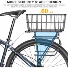 Rear Bike Rack With Basket - Bike Cargo Rack For Disc Brake/Non-Disc Brake Mount - Bicycle Pannier Rack, Touring Carrier Rack Fit 26"-29" And 700c - Black - View 3