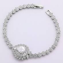 Bridal Zirconia For Dubai Necklace Bracelet Earringa Rings Crystal Wedding Jewelry Sets - White - View 4