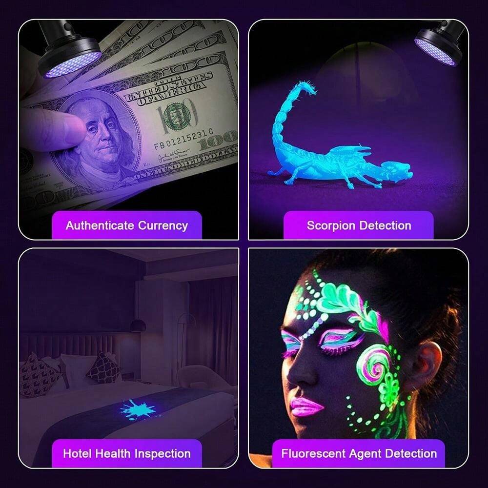 Black Light UV Flashlights, Ultra Bright 100 LED 395nm Ultraviolet