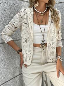 Chaqueta con capucha de estilo de vacaciones informal con cremallera delantera calada