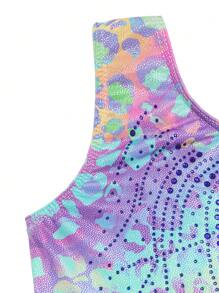 少女体操紧身衣，无袖水钻连体衣