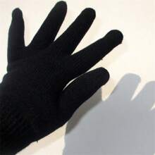 1pair Black Unisex Winter Warm Gloves Full Finger Knitted Gloves Women Men Thicken Warm Autumn Winter Outdoor Cycling Gloves,Suitable For Cycling,Riding Motorcycle And Skiing,Black Gloves,Winter Hand Warmers