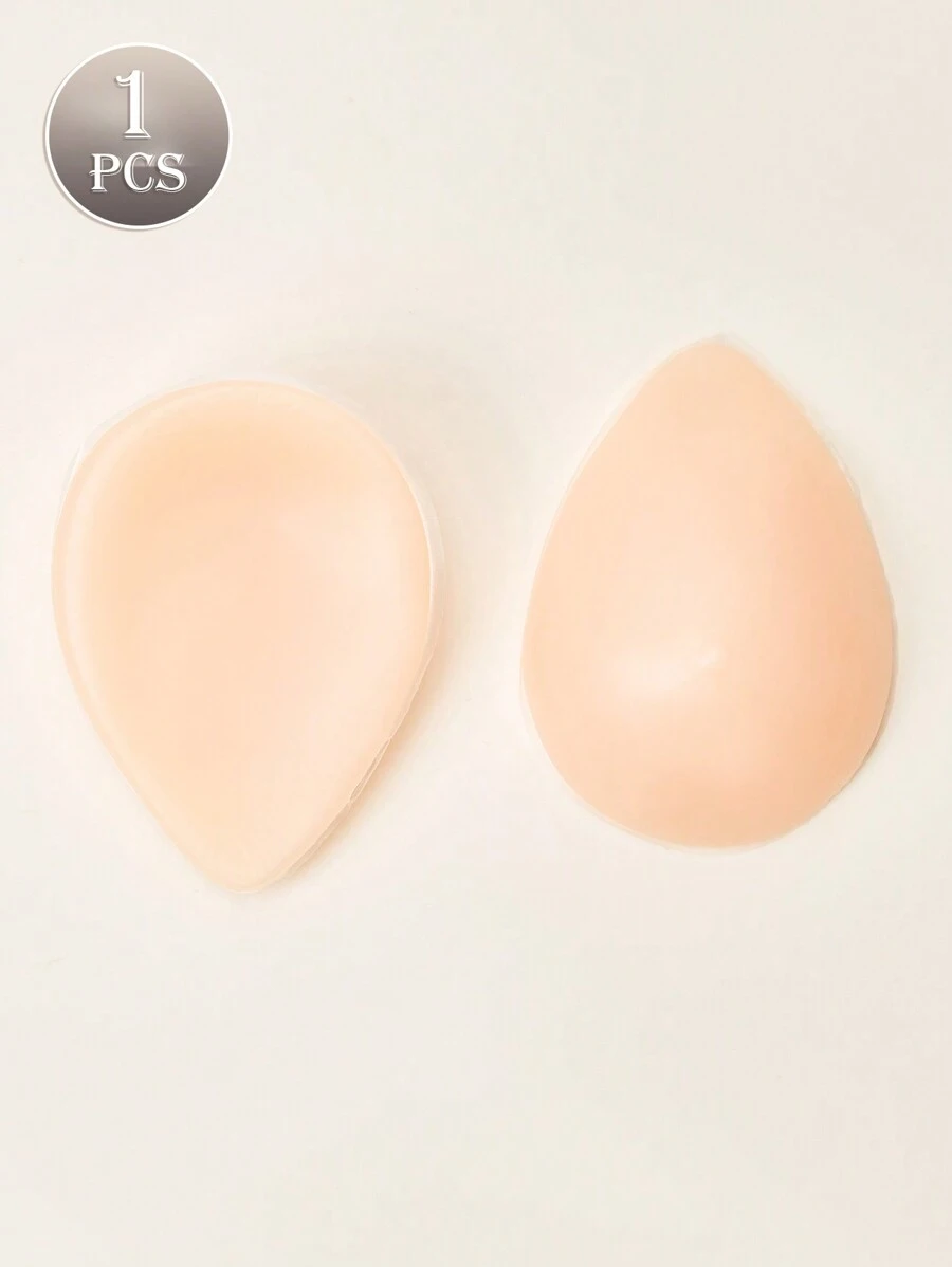 1件矽膠假乳房假體,用於乳房增大,可插入胸罩 - 杏色 - 查看 1