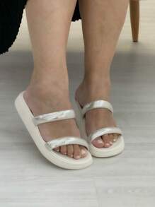 Original Women's Slide Papete Moleca Sandal Glitter - 白色 - 查看 3